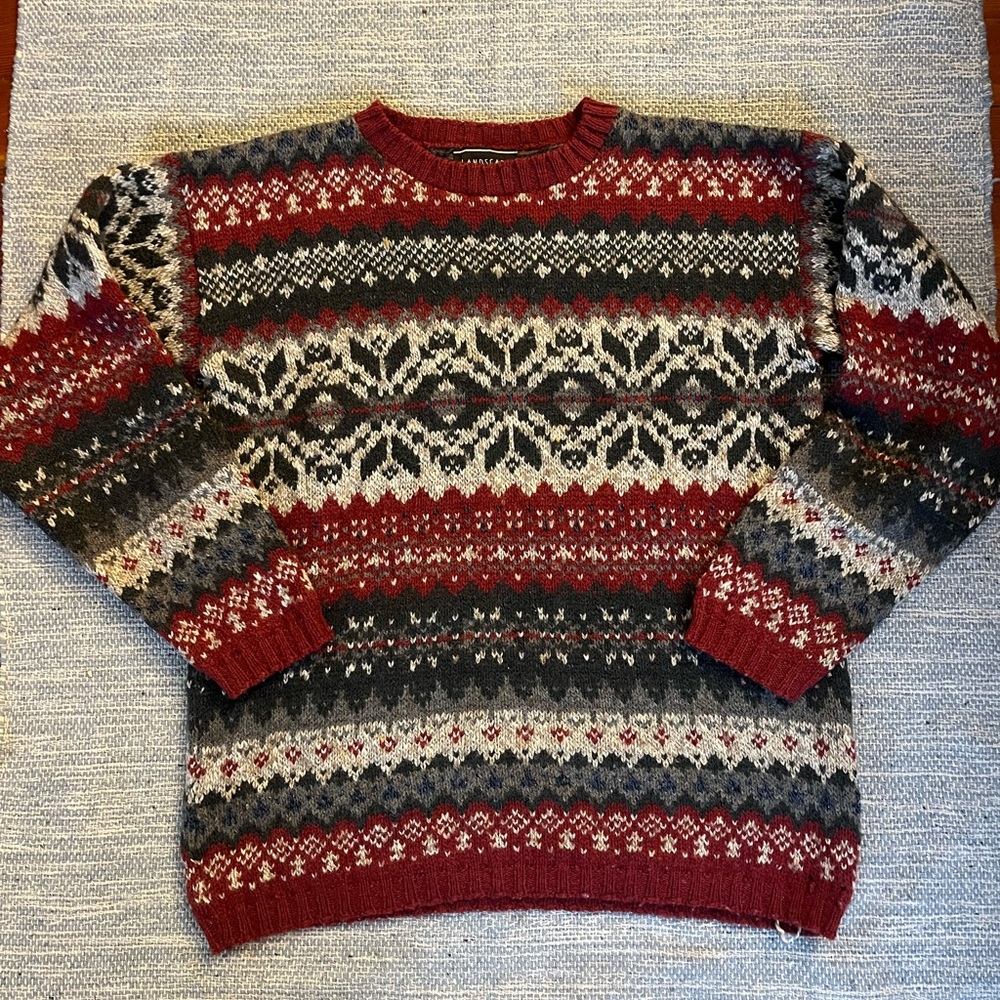Wool Blend Fair Isle Printed Sweater Men’s Small - Picture 1 of 4